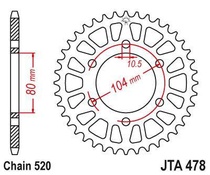 JT JTA478.45 Zadní kolečko (rozeta), 45 zubů, 520
