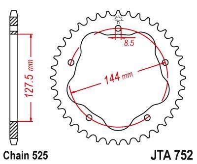 JT JTA752.36 Zadní kolečko (rozeta), 36 zubů, 525