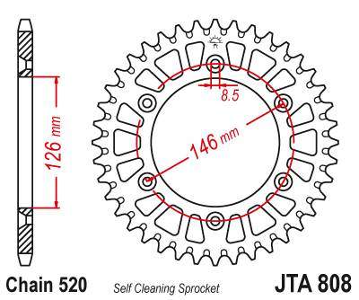 JT JTA808.48 Zadní kolečko (rozeta), 48 zubů, 520