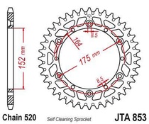 JT JTA853.46 Zadní kolečko (rozeta), 46 zubů, 520