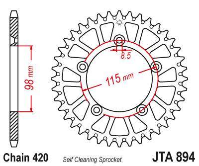 JT JTA894.46 Zadní kolečko (rozeta), 46 zubů, 420