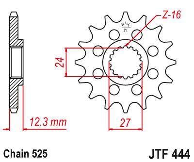 JT JTF444.17 Přední kolečko (pastorek), 17 zubů, 525 SUZUKI GSXR 1000 17