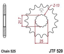 JT JTF520.15RB Přední kolečko (pastorek), 15 zubů, 525 SUZUKI DL 650/ GSF 650 /SV pro SUZUKI DL 650 V STROM rok výroby 2010