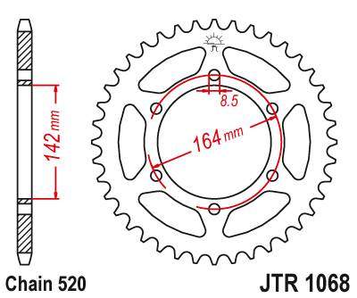 JT JTR1068.46 Zadní kolečko (rozeta), 46 zubů, 520