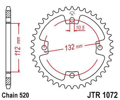 JT JTR1072.36 Zadní kolečko (rozeta), 36 zubů, 520