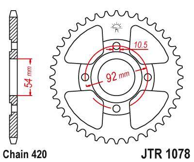 JT JTR1078.47 Zadní kolečko (rozeta), 47 zubů, 420 YAMAHA TZR 50 X-POWER 96-06, MBK X-POWER 50 00-06