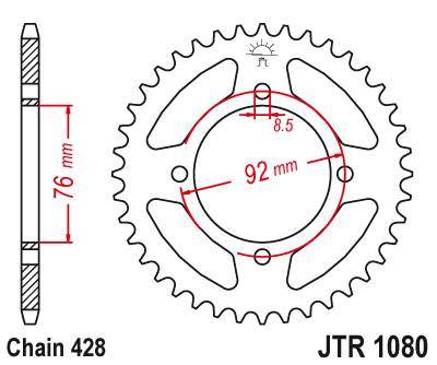 JT JTR1080.39 Zadní kolečko (rozeta), 39 zubů, 428