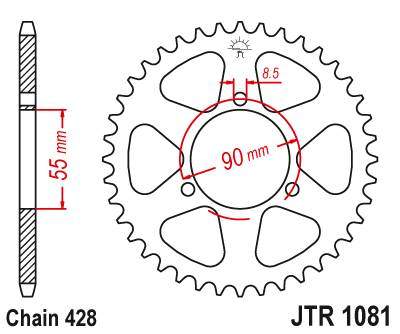 JT JTR1081.46 Zadní kolečko (rozeta), 46 zubů, 428