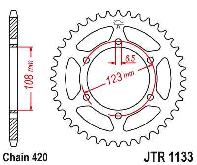 JT JTR1133.52 Zadní kolečko (rozeta), 52 zubů, 420