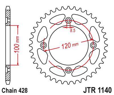 JT JTR1140.50 Zadní kolečko (rozeta), 50 zubů, 428