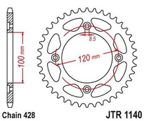 JT JTR1140.54 Zadní kolečko (rozeta), 54 zubů, 428