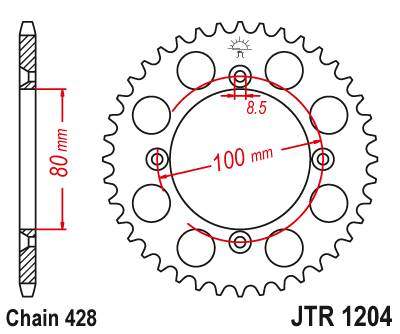 JT JTR1204.46 Zadní kolečko (rozeta), 46 zubů, 428