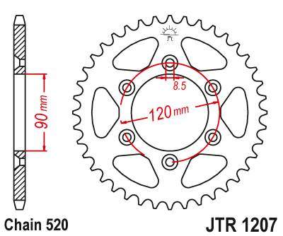 JT JTR1207.39 Zadní kolečko (rozeta), 39 zubů, 520
