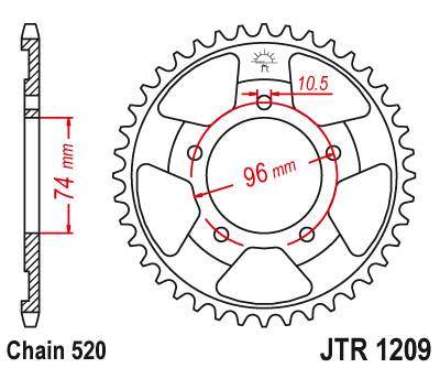 JT JTR1209.41 Zadní kolečko (rozeta), 41 zubů, 520