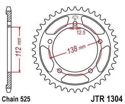 JT JTR1304.38 Zadní kolečko (rozeta), 38 zubů, 525 HONDA VT 750S 11-13