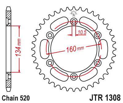 JT JTR1308.42 Zadní kolečko (rozeta), 42 zubů, 520
