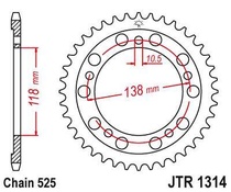 JT JTR1314.39 Zadní kolečko (rozeta), 39 zubů, 525