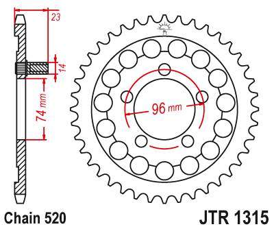 JT JTR1315.40 Zadní kolečko (rozeta), 40 zubů, 520