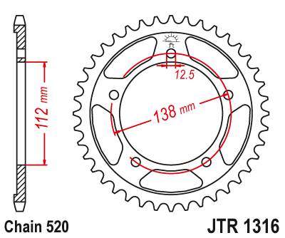 JT JTR1316.38 Zadní kolečko (rozeta), 38 zubů, 520 HONDA X-ADVENTURE, ADV.17-18