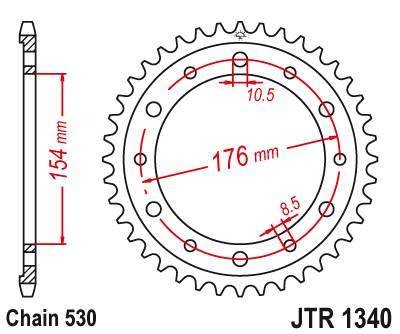 JT JTR1340.43 Zadní kolečko (rozeta), 43 zubů, 530 HONDA VFR750, VFR800 V-TEC 02-14, VFR800X CROSSRUNNER 11-15