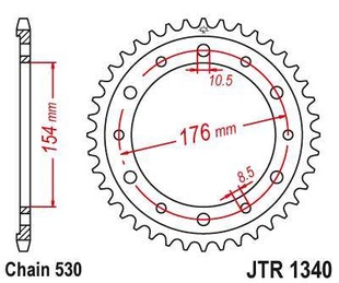 JT JTR1340.44 Zadní kolečko (rozeta), 44 zubů, 530 HONDA CB 1000R 08-15