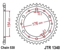 JT JTR1340.44 Zadní kolečko (rozeta), 44 zubů, 530 HONDA CB 1000R 08-15