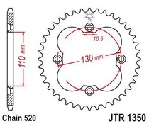 JT JTR1350.39 Zadní kolečko (rozeta), 39 zubů, 520 HONDA TRX250/300/400/450