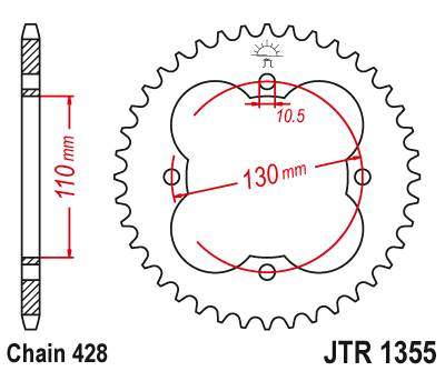 JT JTR1355.48 Zadní kolečko (rozeta), 48 zubů, 428