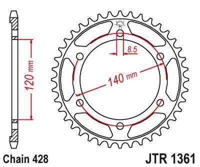 JT JTR1361.50 Zadní kolečko (rozeta), 50 zubů, 428