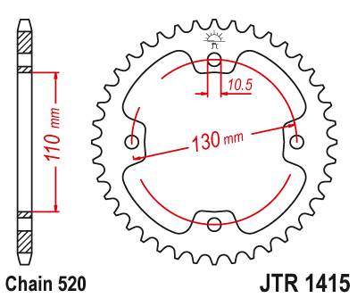 JT JTR1415.36 Zadní kolečko (rozeta), 36 zubů, 520