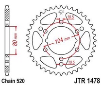 JT JTR1478.38 Zadní kolečko (rozeta), 38 zubů, 520 POLARIS