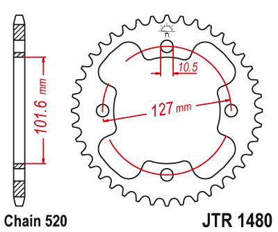 JT JTR1480.37 Zadní kolečko (rozeta), 37 zubů, 520