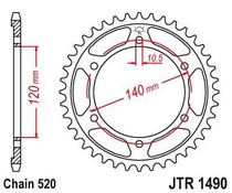 JT JTR1490.37 Zadní kolečko (rozeta), 37 zubů, 520 KAWASAKI W800 11-15