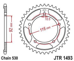 JT JTR1493.41 Zadní kolečko (rozeta), 41 zubů, 530 KAWASAKI ZZR 1400 06-10