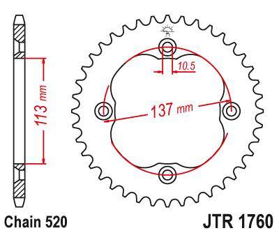 JT JTR1760.35 Zadní kolečko (rozeta), 35 zubů, 520