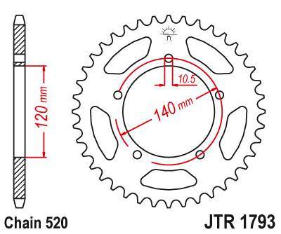 JT JTR1793.42 Zadní kolečko (rozeta), 42 zubů, 520