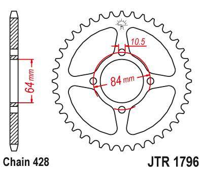 JT JTR1796.49 Zadní kolečko (rozeta), 49 zubů, 428