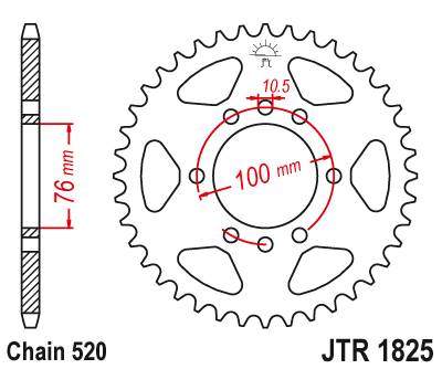 JT JTR1825.42 Zadní kolečko (rozeta), 42 zubů, 520