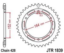 JT JTR1839.55 Zadní kolečko (rozeta), 55 zubů, 428