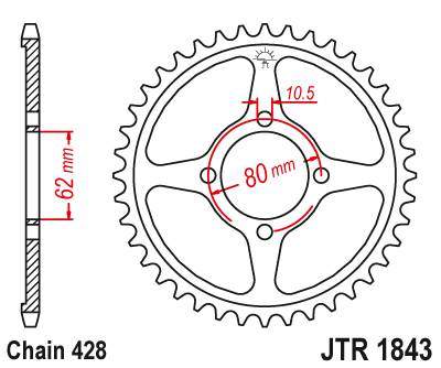 JT JTR1843.49 Zadní kolečko (rozeta), 49 zubů, 428