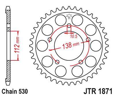 JT JTR1871.50 Zadní kolečko (rozeta), 50 zubů, 530