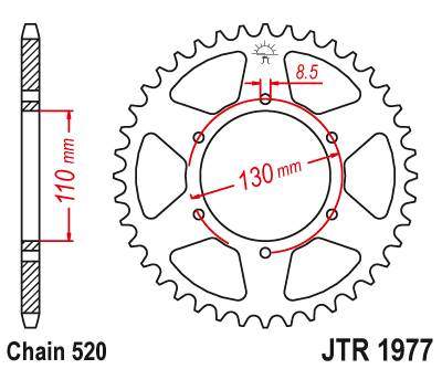 JT JTR1977.48 Zadní kolečko (rozeta), 48 zubů, 520