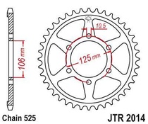 JT JTR2014.50 Zadní kolečko (rozeta), 50 zubů, 525 TRIUMPH 675 06-16 pro TRIUMPH TIGER 800 XR rok výroby 2016