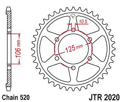 JT JTR2020.41 Zadní kolečko (rozeta), 41 zubů, 520 TRIUMPH BONNEVILLE 900 17-18, 900 STREET TWIN / CUP / SCRAMBLER 16-18