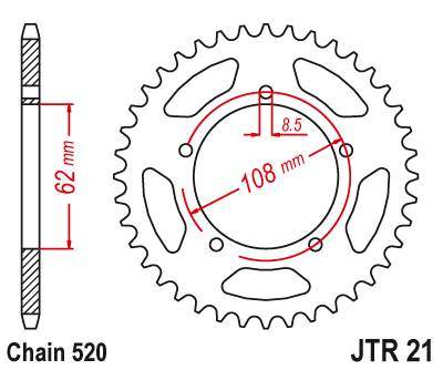 JT JTR21.40 Zadní kolečko (rozeta), 40 zubů, 520