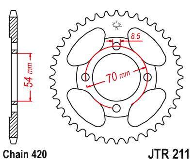 JT JTR211.39 Zadní kolečko (rozeta), 39 zubů, 420