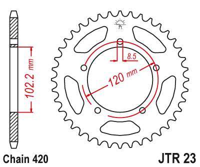 JT JTR23.47 Zadní kolečko (rozeta), 47 zubů, 420