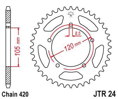 JT JTR24.55 Zadní kolečko (rozeta), 55 zubů, 420