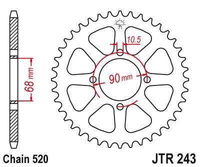 JT JTR243.42 Zadní kolečko (rozeta), 42 zubů, 520