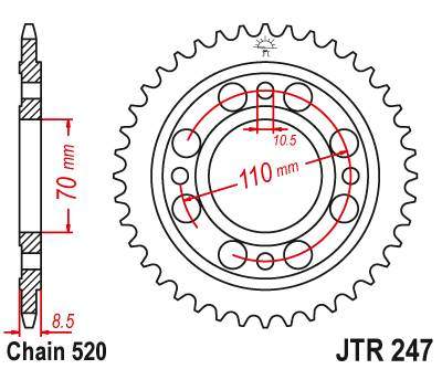 JT JTR247.35 Zadní kolečko (rozeta), 35 zubů, 520
